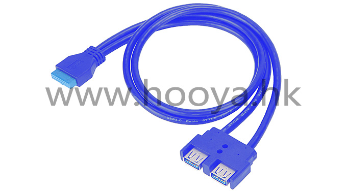 USB3.0 high speed data cable USB-303(20P)-2AF blue rectangle 0.6m