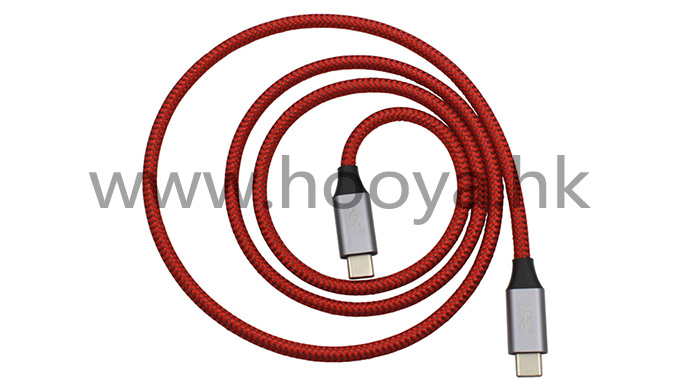 USB3.0 High Speed Data Cable USB-309(2) Aluminum Alloy-OD5.3-Red Black Weaving
