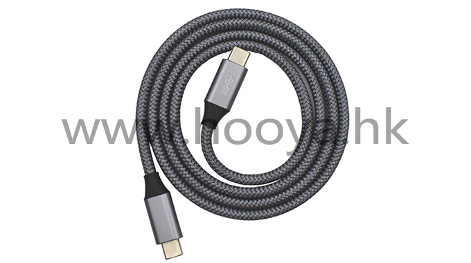 USB3.0 High Speed Data Cable USB-309(2) Aluminum Alloy-OD5.3-Silver Black Weave